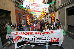 La manifestacin del sbado fomentaba el 'ultraje' a Espaa. (Foto: Santi Cogolludo)