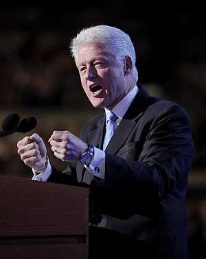 El ex presidente estadounidense Bill Clinton pronuncia su discurso en la convencin de Denver. (Foto: EFE)