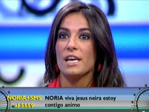 Un momento de la intervencin de la novia de Antonio Puerta en 'La Noria'. (Foto: Telecinco).