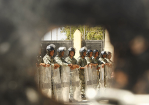 Fuerzas de los polica masculina egipcia en Gaza. (Foto: REUTERS).