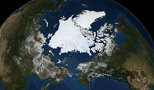 Imagen satelital de la capa de hielo del Ártico. (Foto: EFE)