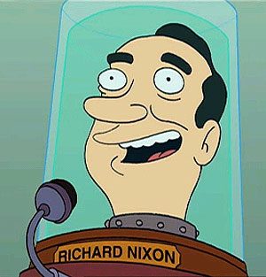 La cabeza de Richard Nixon, en un episodio de 'Futurama'.