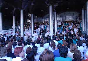 Protesta de trabajadores en el Ramn y Cajal. (CCOO)