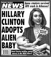 Hillary Clinton ya 'pari' a un alien, segn el semanario.