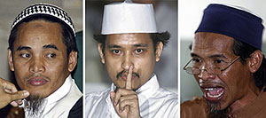 De izq. a dcha., los tres ejecutados: Amrozi, Imam Samudra y 'Mukhlas'. (Foto: REUTERS)