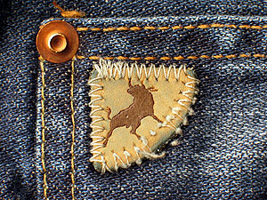El logotipo de Lois en uno de los pantalones vaqueros de la marca (Foto: JOSÉ MARÍA PRESAS).