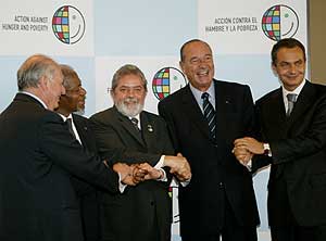 Zapatero con varios lderes mundiales antes de una Cumbre de Naciones Unidas contra el Hambre y la Pobreza. (Foto: Kathy Willens)