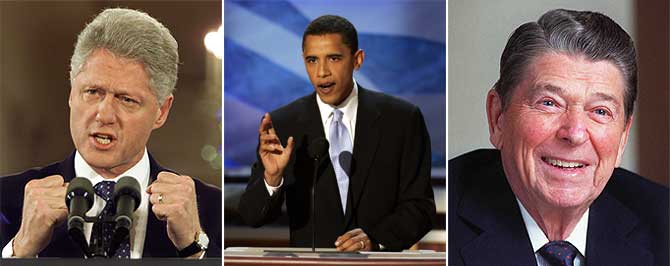 Clinton, Obama y Reagan. REUTER / EFE / AP.