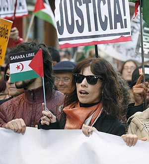 Verdú, en una manifestación a favor de la Independencia del Sáhara el pasado sábado. (Foto: Efe)