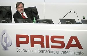 El consejero delegado del Grupo Prisa, Juan Luis Cebrin, durante la junta de accionistas del grupo. (Foto: EFE)