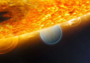 Recreación artística del planeta HD 187933b, orbitando en torno a su estrelle. (Foto: NASA)
