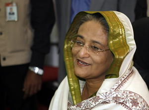 La candidata de la Liga Awami, Sheikh Hasina, en Dacca. (Foto: AFP)