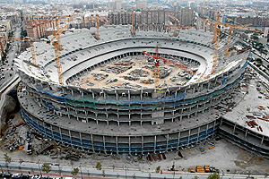 Estado de las obras del nuevo estadio de Mestalla, que se inaugurar en la campaa 2010-2011 (Foto: E.M.).
