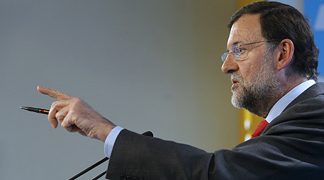 Mariano Rajoy en una intervencin en la sede central del PP. (Foto: EFE)