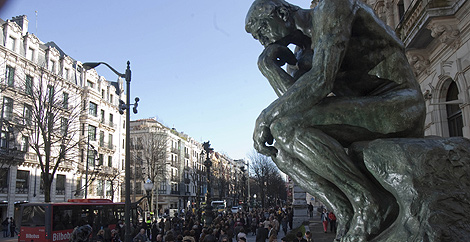 'El pensador' de Rodin, en la exposicin del centro de Bilbao. (Foto: EFE)