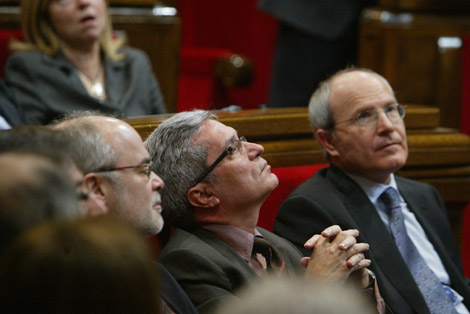 Saura y Montilla, en el Parlament. (Foto: Quique Garca)