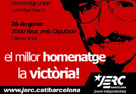 Cartel en el que se convoca al homenaje a mart Marc. (Imagen: JERC Barcelona)