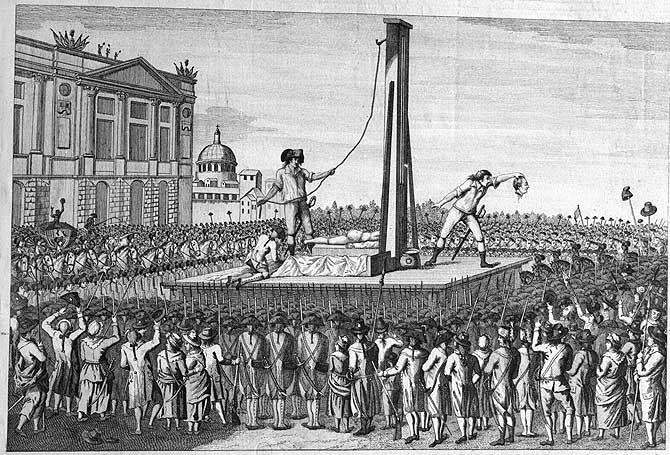 Grabado del siglo XVIII que representa la muerte de Luis XVI en la guillotina. (Roger-Viollet)