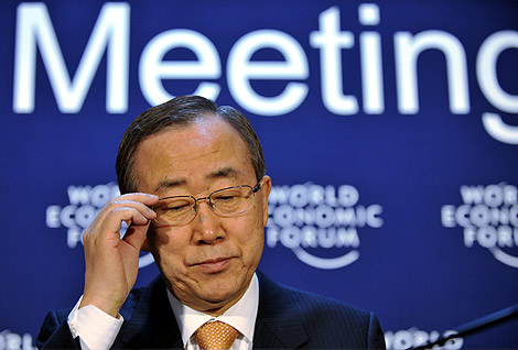 El secretario general de la ONU, Ban Ki-Moon en el Foro de Davos. | AFP