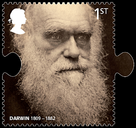Sello conmemorativo de Darwin emitido en el Reino Unido, con motivo del bicentenario de su nacimiento, que se celebrará el 12 de febrero. | Reuters