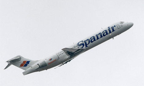 Uno de los aviones de la flota de Spanair.