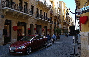El centro de Beirut, adornado con motivo de San Valentn. (Foto: M. G. P.)