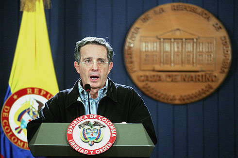 El presidente de Colombia, lvaro Uribe, en Bogot. | Efe