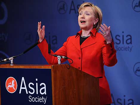 Hillary Clinton, durante su intervencin ante la Sociedad Asitica de Nueva York. | AP