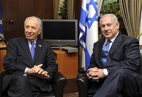 Simon Peres y Benjamin Netanyahu, durante su reunin. | AP