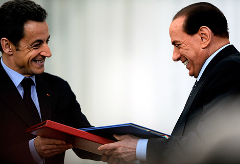 Sarkozy y Berlusconi, durante su reunin. | AFP