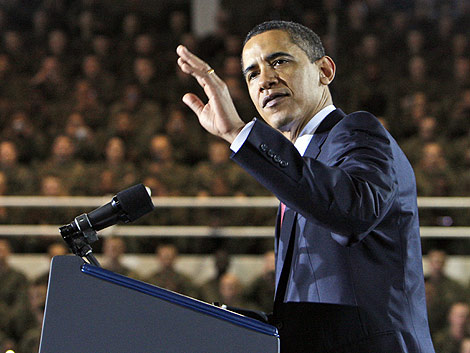 Barack Obama, durante su intervencin el viernes en Camp Lejeune. | AP