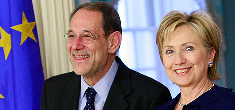 Javier Solana y Hillary Clinton durante una visita del lder europeo a Washington. | AFP