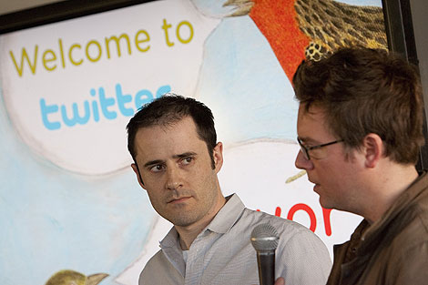 Los fundadores de Twitter, Evan Williams y Biz Stone. (Foto: Afp)