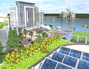 Recreación de la futura ciudad solar | Afp