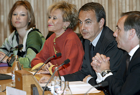 Pajín, De la Vega, Zapatero y Alonso, esta mañana en el Congreso.