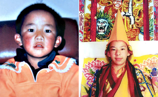 El Panchen Lama secuestrado (izq), Gedhun Choekyi Nyima, y el impostor del rgimen chino (drch), Bainqen Erdini Qoigyijabu. (Foto: Agencias)