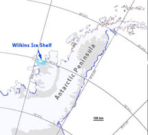Localizacin de la plataforma Wilkins. | ESA
