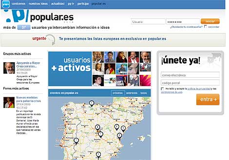 Vista de la pgina principal de www.popular.es