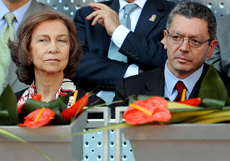 Gallardn, junto a la Reina Sofa, ayer, en el Masters Series de Madrid. (Efe)
