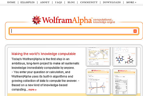 Pgina de inicio de Wolfram Alpha