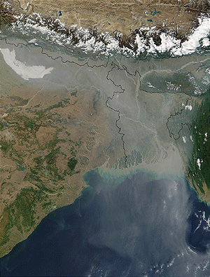 Contaminacin por aerosol en India septentrional y Bangladesh. | NASA