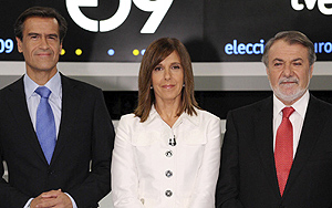 Lpez Aguilar, Ana Blanco y Mayor Oreja, en el debate de anoche. | Reuters