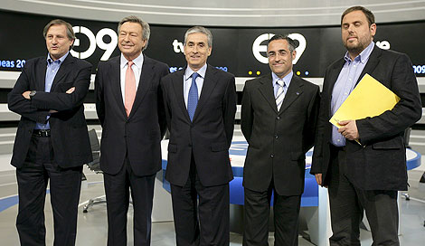 Willy Meyer (IU), Luis de Grandes (PP), Ramn Jaregui (PSOE), Ramn Tremosa (Coalicin por Europa), y Oriol Junquera (Europa de los Pueblos). | Efe