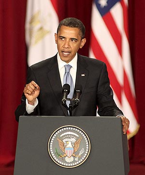 Barack Obama en su discurso de poltica internacional en la Universidad de El Cairo. | EFE