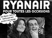 Bruni y Sarkozy, en un anuncio de Ryanair.