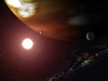 Imagen artística de Gliese 876 con su sistema planetario. | NASA