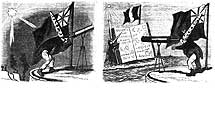 Adams busca Neptuno y lo descubre en un libro de Le Verrier en un dibujo satírico del ss XIX
