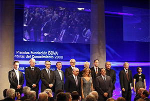 Imagen de grupo durante la entrega de los Premios Fronteras del Conocimiento. | Sergio Enrquez