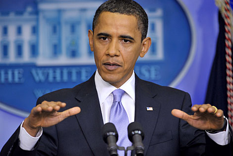 Obama, durante la rueda de prensa. | AFP