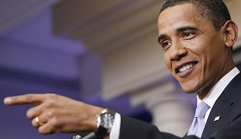 Barack Obama gesticula durante una rueda de prensa en la Casa Blanca. | AP